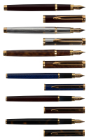 WATERMAN: Five Slim Chinese Lacquer Fountain Pens [and] One Sterling Silver Fountain Pen * Lot of Six Pens