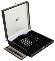 MONTBLANC: Lot of Six Instruments, Including One 146 Fountain Pen, One Boheme Fountain Pen, and One Classique Fountain Pen, with Large Meisterstuck Case
