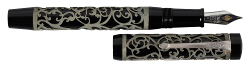 CONWAY STEWART: Chatsworth Classic Black and Sterling Silver Limited Edition Fountain Pen