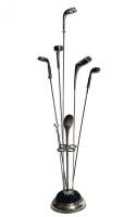 Silver hat pin stand with six silver hat pins
