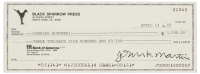 Check from Black Sparrow Press to Charles Bukowski, signed by Bukowski and John Martin