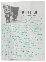 Autograph letter from Henry Miller to Jack Aldridge