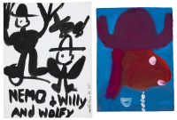 Two original paintings by Jack Micheline