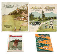 Four travel brochures for Southern US destinations, featuring golf