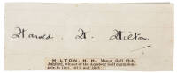 Small piece of paper signed by Harold Hilton