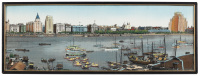 Hand-colored woven silk view of Shanghai