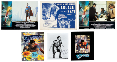 SUPERMAN: Signed Photo of Superman Actor Kirk Alyn, 1950 Atom Man Vs. Superman Lobby Card, and Other Superman Movie Memorabilia