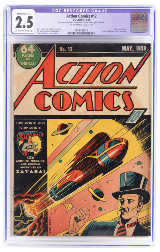 ACTION COMICS Nos. 12 * Ad for DETECTIVE COMICS No. 27 with BATMAN