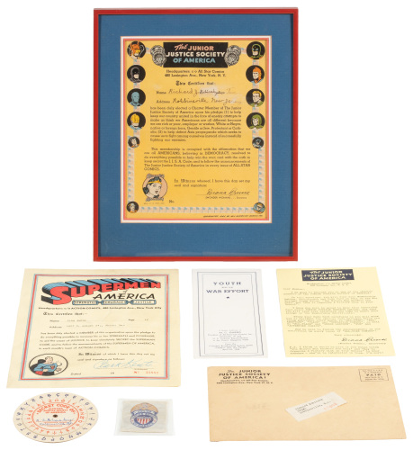 JUNIOR JUSTICE SOCIETY OF AMERICA Membership Partial Kit * with SUPERMEN OF AMERICA Membership Certificate