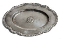 Silver plated dish with emblem of the Women's Golf Association of Northern California