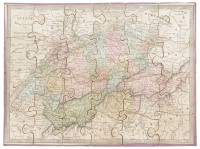 Jigsaw puzzle map of Switzerland by Auguste Logerot