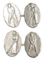 Pair of antique solid silver golf cufflinks