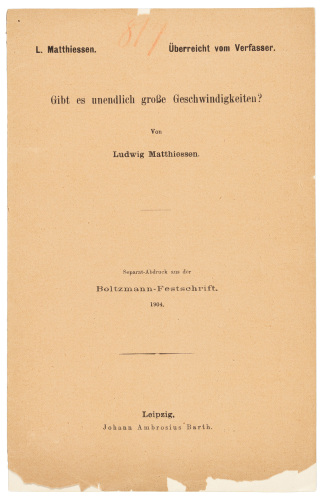 Gibt es unendlich gro&szlig;e Geschwindigkeiten?