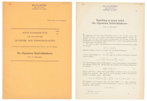 Two Papers on the General Theory of Relativity