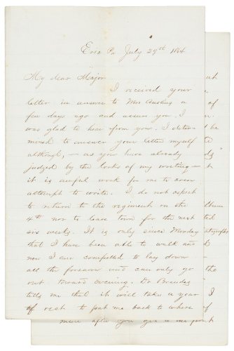 Letter from wounded Union officer, a McClellan Democrat