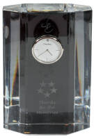 Crystal clock - etched with Bob Hope golf profile