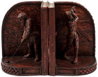 Pioneers of Golf bookends depicting Tom Morris and Harry Vardon