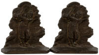 Pair of metal golfing bookends