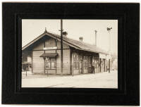 Vintage sepia-tine so;ver photograph of train station at Rocklin, Place County, California