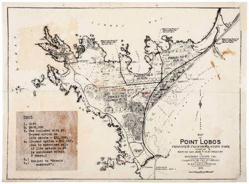 Map of Point Lobos Proposed California State Park, a part of Rancho San José y Sur Chiquito in Monterey County, Cal.