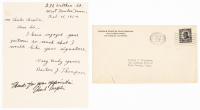 Salutation and signature of Charlie Chaplin on a letter from a fan requesting an autograph, with the original envelope in which Chaplin returned the letter