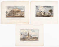 Three tinted lithographs of buildings in St. Louis, Missouri