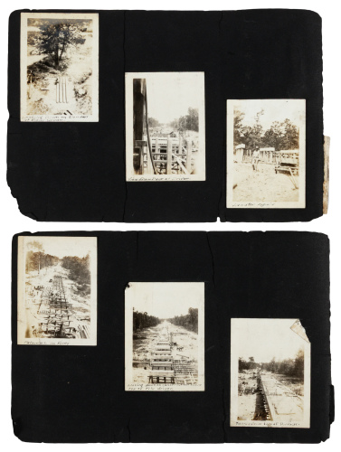 Photograph album documenting the construction of the Piney Creek Bridge
