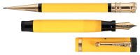 PARKER: Duofold Junior Mandarin Yellow Fountain Pen and Propelling Pencil * Lot of Two Instruments