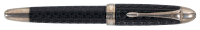 KRONE: Black Resin and Sterling Silver Limited Edition Rollerball Pen, Engraved Crown Pattern