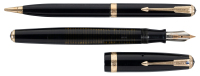PARKER: Black Laminated Celluloid Vacumatic-Filler Fountain Pen and Propelling Pencil Set in Original Box