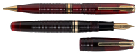 WATERMAN: Hundred Year Fountain Pen and Propelling Pencil Set, Transparent Red Ribbed Lucite