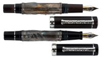 LABAN: Two Sterling Silver and Wood Fountain Pens