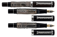 LABAN: Two Sterling Silver and Wood Fountain Pens and One Sterling Silver and Wood Rollerball * Three Pens