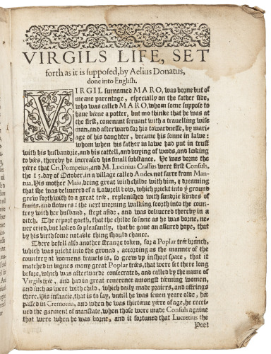[The thirteene bookes of Aeneidos. The first twelue being the worke of the diuine poet Virgil Maro, and the thirteenth, the supplement of Maph&aelig;us Vegius...]