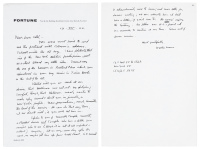 Two-page autograph letter from Walker Evans to Leon Edel