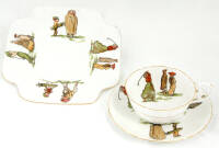 Cup, Saucer, and Small Plate with Golfing Scenes