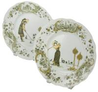 Two Ceramic Plates with Golfing Scenes