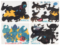 Four original paintings by Jack Micheline
