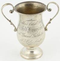 Sterling silver lover's cup, awarded as "Betty's First Prize Mixed Foursome"