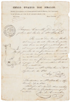 Manuscript detailing cattle brand of Thomas Robbins of Santa Barbara with bull and brand drawing