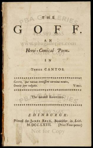 The Goff. An Heroi-Comical Poem. In Three Cantos