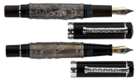 LABAN: Two Sterling Silver and Wood Fountain Pens
