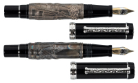 LABAN: Two Sterling Silver and Wood Fountain Pens