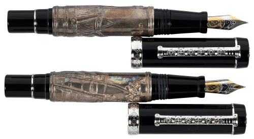 LABAN: Two Sterling Silver and Wood Fountain Pens