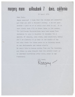 Typed letter from Margery Mann to Dody Weston Thompson