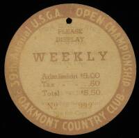 Weekly Paper ticket to the 1935 USGA 39th Annual Open Championship, Oakmont Country Club