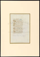 Single leaf on vellum with gold initials, from a French Book of Hours
