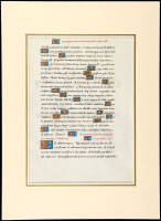 Single vellum leaf from a French missal, with initials in red, blue and liquid gold