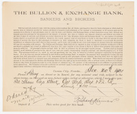 Form requesting the Bullion & Exchange Bank of Carson City, Nevada, purchase for the subscriber, shares of stock
