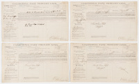 Four bills of lading for hats being shipped from New York to San Francisco via the California Fast Freight Line